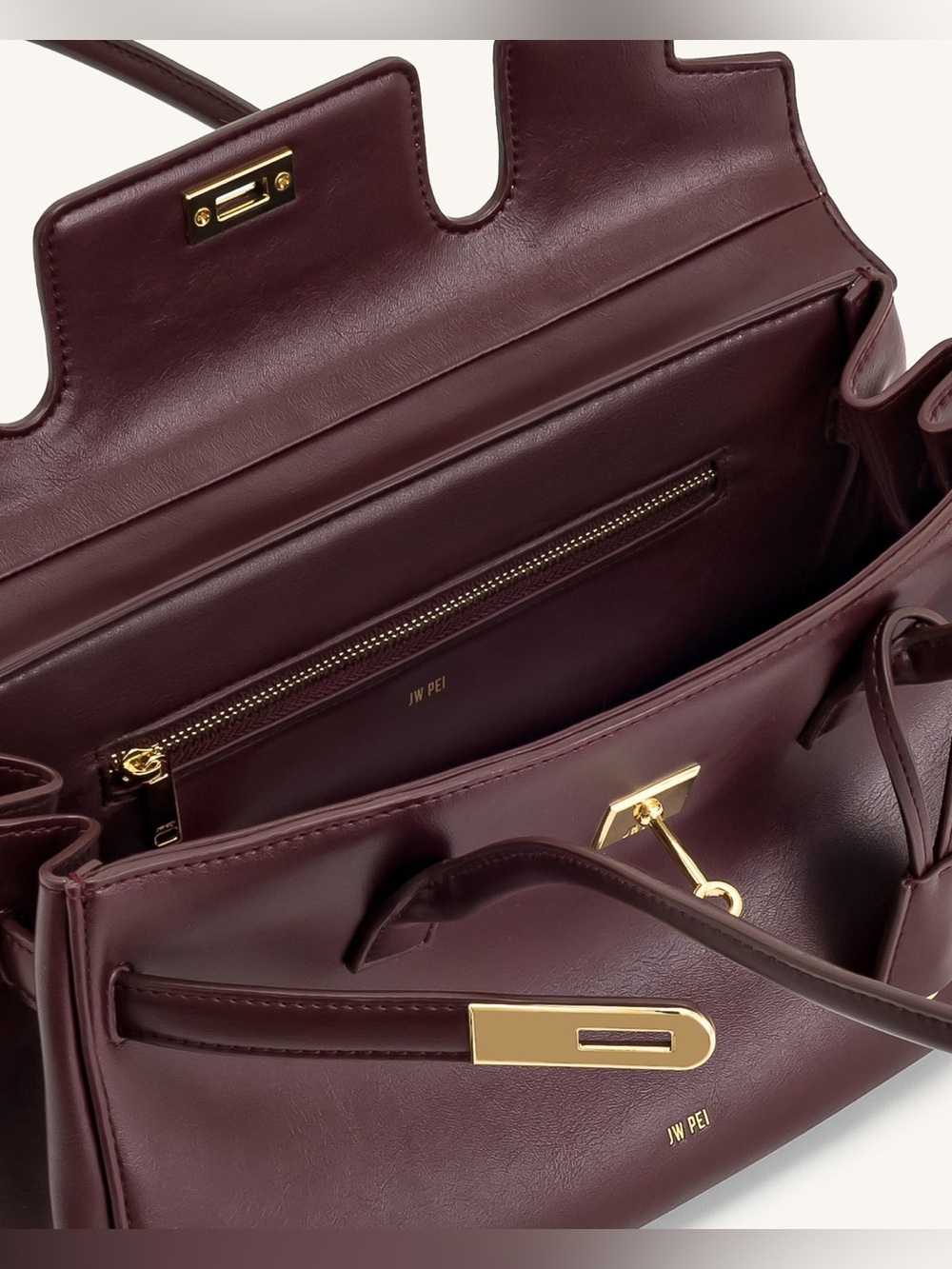 JW PEI Burgundy Satchel with Gold Hardware - Picture 2 of 6